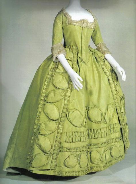 Rokoko Fashion, 1799 Fashion, 1700s Fashion, Colonial Clothing, 1780s Fashion, Green Gowns, Georgian Fashion, 1700 Fashion, John Jay