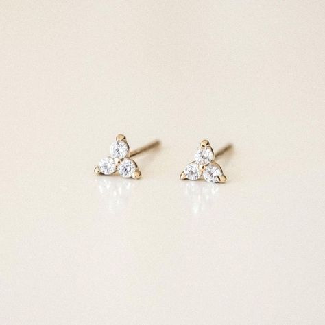 @simpleanddainty posted to Instagram: Christmas is almost here! Snowflakes and tree ornaments aren't the only thing sparkling this year. Our Triple Diamond Studs are back in stock and ready for action! ✨ Would you wear these?! #simpleanddainty #shopsmall #smallbusiness #lookoftheday #whatiwore #whatiworetoday #currentlywearing #jewelrygram #womanowned #minimalhunter #styleblogger #thegirlgang #studs #studearrings #diamondearrings #sparkles Dainty Hypoallergenic Diamond Earrings, Dainty Everyday Diamond Earrings With Single Cut Diamonds, Dainty Everyday Earrings With Diamond Accents, Tiny Dainty Diamond Earrings, Dainty Hypoallergenic Rose Gold Diamond Earrings, Dainty Initial Necklace, Gold Diamond Earrings Studs, Minimalist Earrings Studs, Simple Stud Earrings