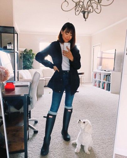 My go-to rainy day/dog walking outfit! I finally got my first pair of rain boots and I love them! They are so light and comfy. I recommend getting the insoles and socks to keep your feet cozy!  http://liketk.it/2zN7T #liketkit @liketoknow.it #LTKunder100 #LTKunder50 #LTKshoecrush #LTKstyletip #raincoat #raingear #hunterboots #casualstyle #casualoutfit #dogwalkingoutfit Raining Day Outfit Spring, Rain Day Outfits, Winter Rainy Day Outfit, Raining Day Outfit, Dog Walking Outfit, Rainy Outfit, Rain Boot Outfit, Hunter Boots Outfit, Rain Outfit