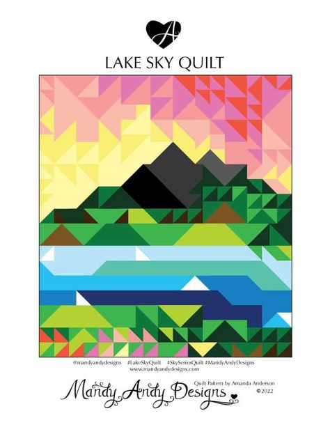 The Lake Sky Quilt Pattern is an original quilt pattern designed by me but uses the traditional Half Square Triangle (HST) block with squares and rectangles as the base. This pattern is for advanced beginners and is designed to be made quickly. It lo... Sky Quilt Pattern, Mountain Quilt Pattern, Sky Quilt, Mountain Quilts, Landscape Quilt, Geometric Quilt, Half Square Triangle, Modern Mountain, Star Quilt Patterns