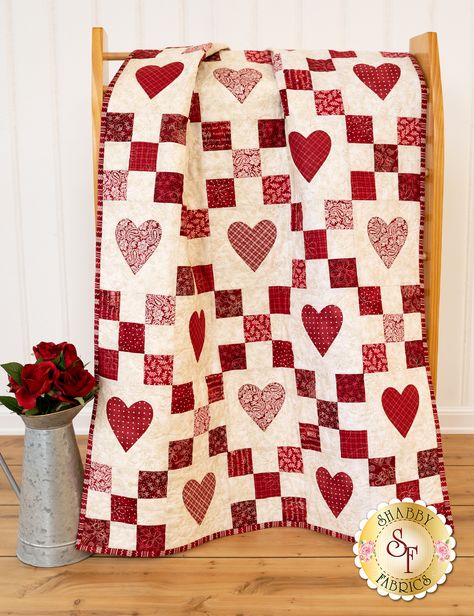 Valentines Quilts, Valentines Quilt, Valentine Quilts, Quilt Heart, Heart Quilts, Irish Chain Quilt, Heart Quilt Pattern, Heart Applique, Colorful Quilt