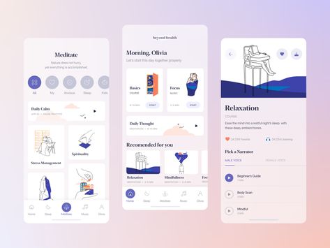 Health App Design, Wellness App, Scan App, Mindfulness App, Calm App, Yoga App, Guided Relaxation, Meditation App, Wellness Apps