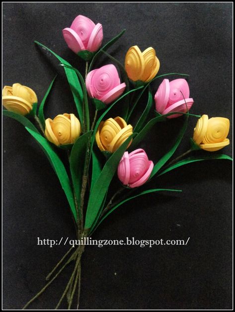 Quilled Tulips, Quilled Roses, Flowers Paper Craft, Amsterdam Airport, Quilling Dolls, Diy Quilling Crafts, Paper Quilling Tutorial, Arte Quilling, Make Paper Flowers