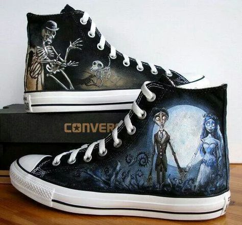 Want Cool Converse, Painted Converse, Baskets Converse, Shoes Quotes, Custom Converse, Outfits With Converse, Corpse Bride, Cool Ideas, Converse Sneakers