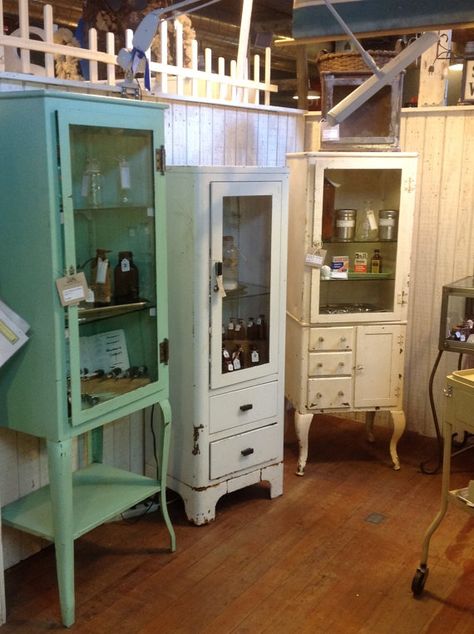 Vintage Medical Cabinets are a great idea for storage and very unique. Vintage Medical Cabinet, Rustic Storage Cabinets, Medical Cabinet, Medical Anatomy, Kitchen Design Open, Rustic Storage, Vintage Medical, Upstairs Bathrooms, Bathroom Storage Cabinet