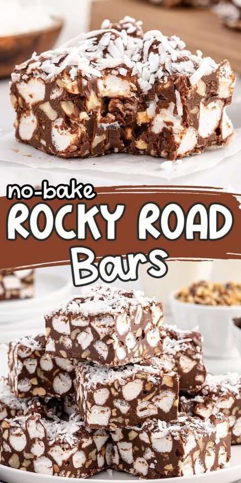 Easy Homemade Candy, Rocky Road Candy, Melted Peanut Butter, Rocky Road Bars, Grilled Lobster, Pinky Girl, Cream Candy, Homemade Candy, Sweet Bar