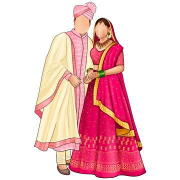 Wedding Couple Cartoon Marriage, Sangeet Caricature, Couple Lehenga, Lehenga Beautiful, Cartoon Bride, Marriage Cartoon, Couple Indian, Bride Cartoon, Couple Illustration Wedding