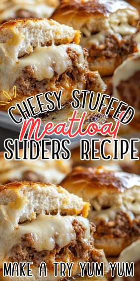 Cheesy Stuffed Meatloaf Sliders Bbq Sandwich Recipe, Meatloaf Sliders, Meatloaf Patties, Cheesy Meatloaf, Lemon Raspberry Cupcakes, Beer Cheese Sauce, Stuffed Meatloaf, Traditional Meatloaf, Bbq Sandwich