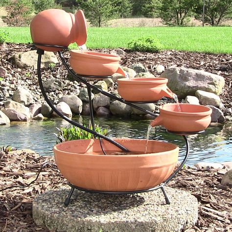 Yard Fountain, Diy Solar Fountain, Solar Water Fountain, Garden Water Fountains, Diy Garden Fountains, Indoor Water Fountains, Solar Fountain, Small Fountains, Water Fountains Outdoor