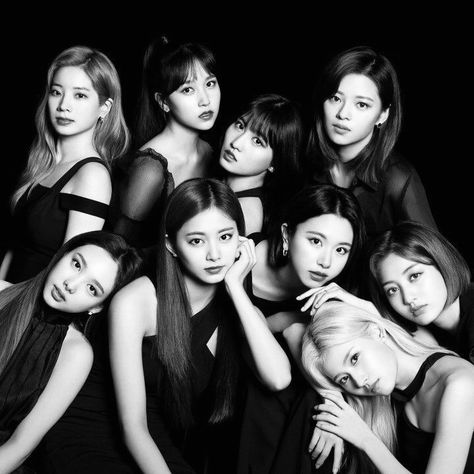 Twice Photoshoot, Twice Group, Photo Grouping, Professional Portrait, Kpop Posters, Black And White Posters, + Core + Aesthetic, Black And White Aesthetic, Studio Shoot