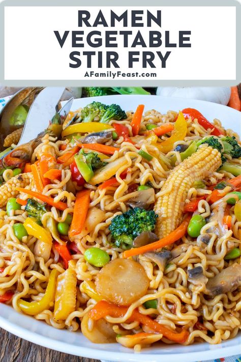 Ramen Vegetable Stir Fry - A Family Feast Stir Fry Ramen Noodles, Plum Sauce Recipe, Veg Stir Fry, Veggie Stir Fry Recipes, Vegetable Ramen, Ramen Recipes Easy, Vegetable Stir Fry Recipe, Easy Ramen, Ramen Stir Fry