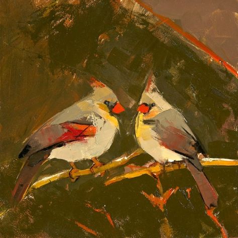 Cardinals (Valentine) Silent Place, Waterfowl Art, Field Paintings, Contemporary Figurative Art, Paintings Of Birds, Colour Study, Hartford Connecticut, Birds Feathers, Bird Nests