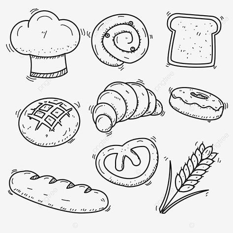 Bread Doodle, Bread Design Ideas, Diy Clothes Projects, Coloring Pages Ideas, Baking Logo Design, Pages Ideas, Printable Food, Doodle Vector, Food Coloring Pages