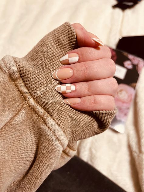 Thanksgiving Nails Design, Nails Design Fall, Thanksgiving Nail Ideas, Do It Yourself Nails, Checkered Nails, Boho Nails, Thanksgiving Nail Designs, Thanksgiving Nail, Cute Gel Nails