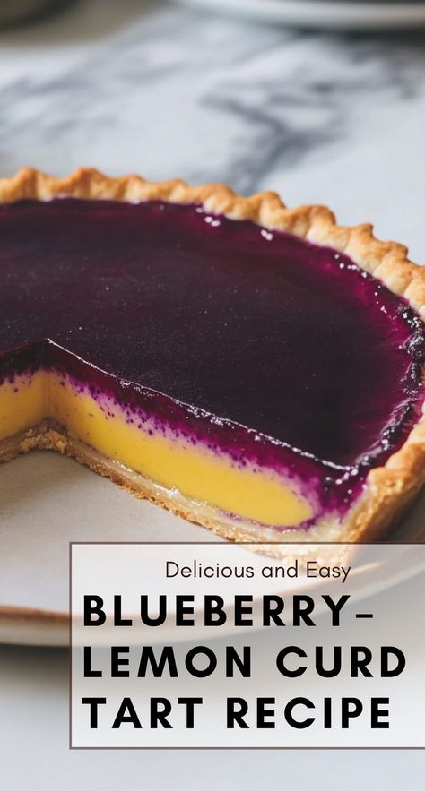 A delightful blend of tangy lemon and sweet blueberries, this tart is the perfect balance of summer freshness and rich flavor! Recipes Using Lemon Curd, Blueberry Lemon Curd, Blueberry Curd, Blueberry Tart Recipe, Lemon Curd Dessert, Almond Tart Recipe, Recipe Using Lemons, Curd Tart, Lemon Curd Tart