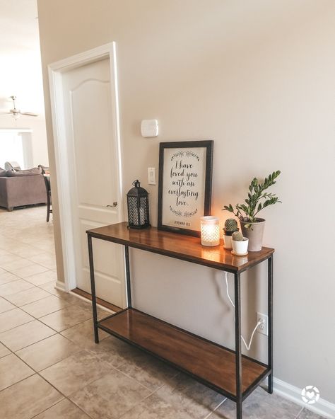 Counsel Table, Plant On Table, Mother In Law Plant, Table Greenery, Door Table, Terrazzo Floors, Entrance Table, Boho Living Room Decor, Entryway Ideas