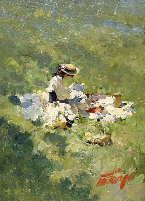 Russian Impressionism, Soyut Sanat Tabloları, Impressionism Art, Arte Inspo, Impressionist Art, Impressionist Paintings, Ethereal Art, Classical Art, The Grass