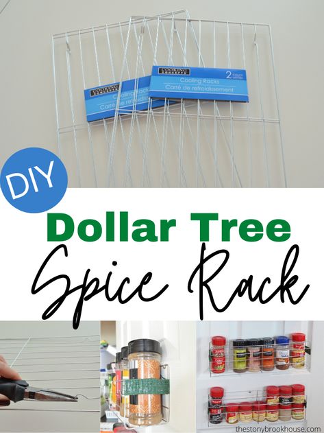 Spice Rack Dollar Tree, Spice Organization Diy, Diy Spice Storage, Spice Rack Hack, Dollar Tree Kitchen Organization, Spice Cabinet Organization, Dollar Tree Kitchen, Wall Spice Rack, Spice Rack Organization