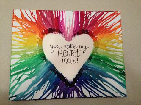 Crayon art!! Peel the crayons Hot glue the crayons on a canvas Blow dry it until it spreads! It's so fun and easy to do for everybody! Melting Crayons On Canvas, Blow Painting Art, Pet Memorial Ideas, Blow Painting, Crayon Art Diy, Melted Crayons, Crayon Crafts, Crayon Heart, Memorial Ideas