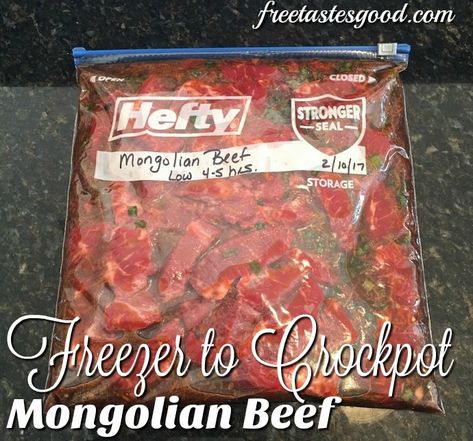 Mongolian Beef Freezer Meal, Stew Meat Freezer Meals, Freezer Pot Pie, Mongolian Beef And Broccoli Recipe, Mongolian Beef And Broccoli, Crockpot Mongolian Beef, Freeze Meals, Crockpot Sausage, Beef Freezer Meals