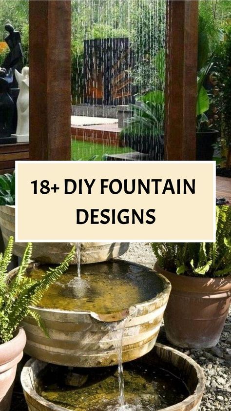 Create a peaceful oasis in your home by exploring various DIY fountain ideas that embody Zen living. Dive into crafting a mini meditation fountain for your tabletop, constructing a soothing bamboo waterfall, or setting up a tiered garden fountain to invite the calming presence of flowing water into your environment. Immerse yourself in the Zen vibe, boost your overall wellness, and revel in the serenity and calmness that these DIY fountain projects can offer. Begin transforming your space into a tranquil retreat today with these inspiring designs! Water Feature Pond Ideas, How To Build Water Fountain, Small Patio Fountain Ideas, Mini Water Feature Diy, Diy Outdoor Water Features Simple, Waterfall In Garden Fountain Ideas, Diy Zen Water Fountain, Patio Fountains Diy, Garden Fontaine Ideas