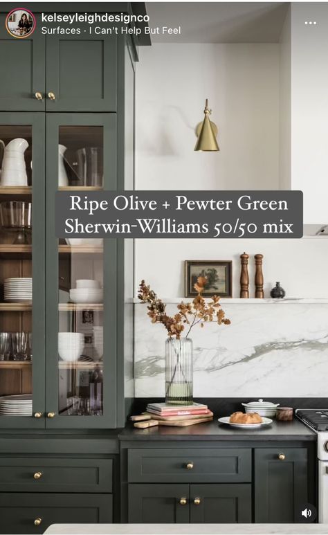 Ripe Olive Kitchen Cabinets, 2024 Painted Kitchen Cabinets, Lowe’s Paint Colors, Urban Bronze Cabinets Kitchen, Rocky River Sherwin Williams Cabinets, Dark Olive Kitchen Cabinets, Dark Brown Painted Kitchen Cabinets, Urban Bronze Kitchen Cabinets, Urbane Bronze Kitchen Cabinets