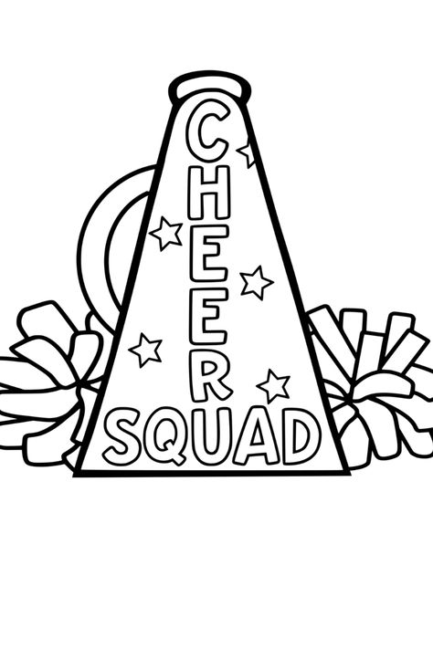 Cheerleading Coloring Pages Free Printable, Cheer Camp Crafts For Kids, Cheer Drawings Easy, Cheer Paintings Ideas, Cheer Doodles, Cheerleading Drawings, Cheer Coloring Pages, Cheer Crafts For Kids, Cheerleading Clipart