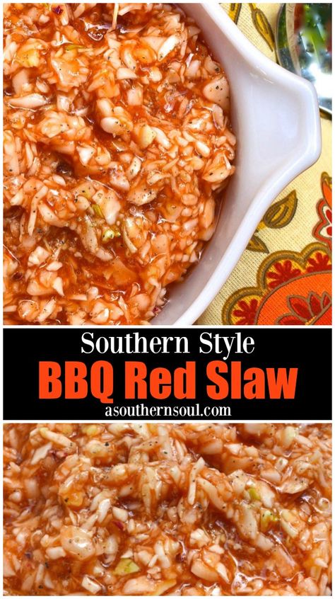 Red Slaw Recipe, Bbq Slaw Recipe, Red Coleslaw, Bbq Slaw, Red Slaw, Apple Cabbage, Southern Coleslaw, Macaroni Salads, Soul Recipes