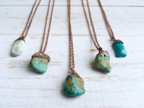 Turquoise nugget necklace | Raw turquoise jewelry | American turquoise pendant | Nevada turquoise necklace | Rough turquoise jewelry This listing is for a small turquoise nugget electroformed and strung on an 18 chain. Each stone is as unique as the person it will adorn. Please allow for Turquoise Jewelry Diy, Raw Turquoise, Tiny Studio, Nugget Necklace, Turquoise Jewelry Native American, Raw Crystal Necklace, Electroformed Jewelry, American Turquoise, Necklace Turquoise