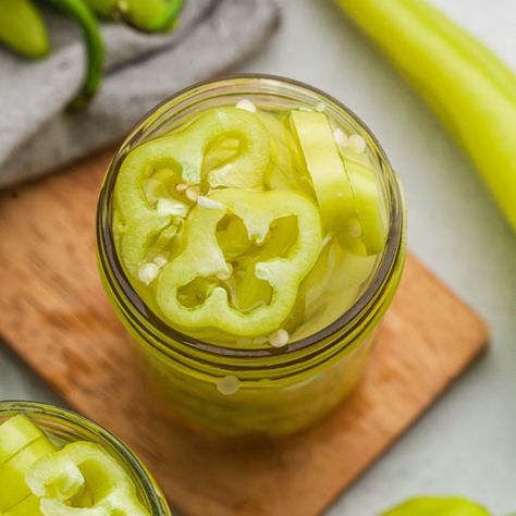 Pickled Banana Peppers - Balancing Bowls Pickle Banana Peppers Recipe, Hot Banana, Recipes With Banana Peppers, Sweet Banana Peppers, Hot Banana Peppers, Pickled Banana Peppers, Banana Peppers, Quick Pickled, Refrigerator Pickles