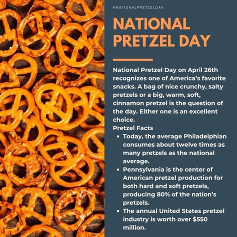 Pretzel Day Activities, Stanley Pretzel Day, National Pretzel Day, Nyc Pretzel, Wetzel Pretzel, Cinnamon Pretzels, Pretzel Day, Dental Posts, Wacky Holidays