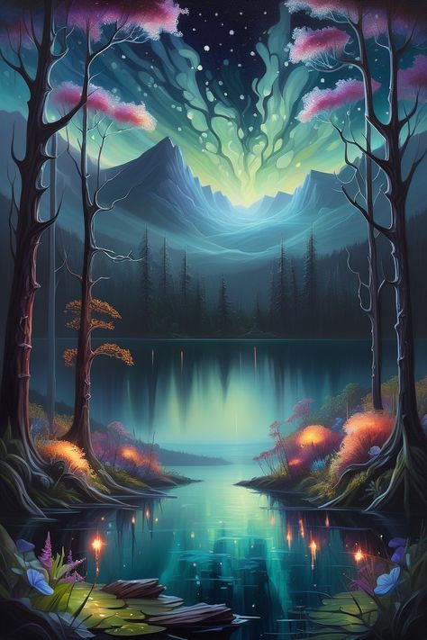 Fantasy Lake, Mountains Magic Lake Fantasy Art, Fantasy Lake, City Inspiration, Fantasy Landscape, Fantasy Art, Forest, Lake, Clip Art, Architecture