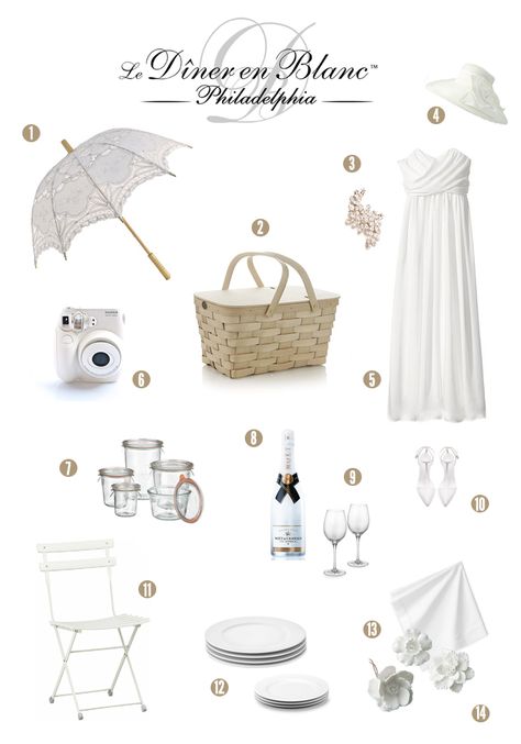 The countdown to Dîner En Blanc Philadelphia has begun…less than 3 weeks to go! If you’re planning to attend the magical affair, I hope you will enjoy this little bit of inspirat… Table Settings Outdoor, White Table Settings, Picnic Dinner, Outdoor Dinner Parties, White Dinner, All White Party, Outdoor Dinner, White Party, White Table