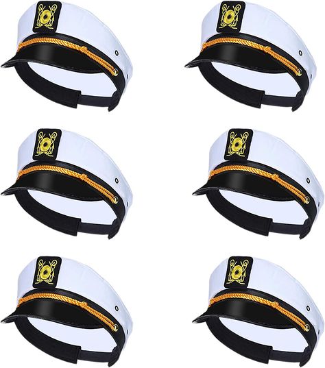 dodowin Yacht Captain Hat for Men Women 6 Pack Adjustable Sailor Hat Captain Hats for Party Sailor Hats for Women Navy White Black Captain Hats for Party Accessory Sailor Hats, Rock Costume, Yacht Rock, Nautical Outfits, Nautical Party, Sailor Hat, Hat For Men, Hat For Man, 6 Packs