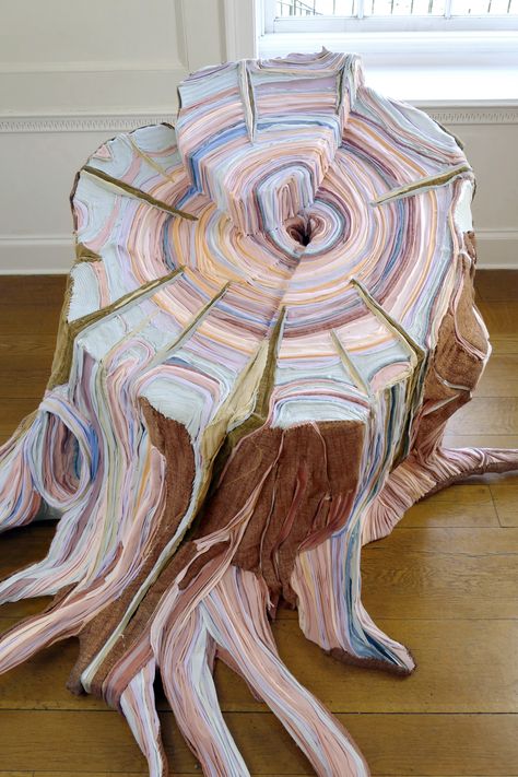 Fabric Tree Stumps Formed From Pieces of Discarded Clothing by Tamara Kostianovsky Tamara Kostianovsky, Boom Kunst, Sculpture Textile, Tree Stumps, Fabric Tree, Textile Sculpture, Colossal Art, Tree Trunks, Tree Sculpture