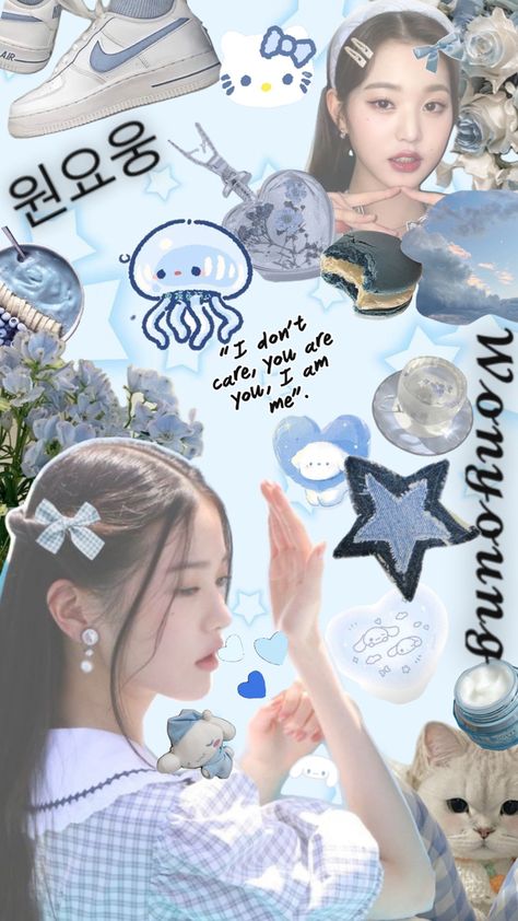 Wonyoung Blue, Wonyoungism Wallpaper, Wonyoung Wallpaper, Blue Wallpaper, Blue Wallpapers, Wallpaper Aesthetic, Phone Wallpaper, Light Blue, Blue