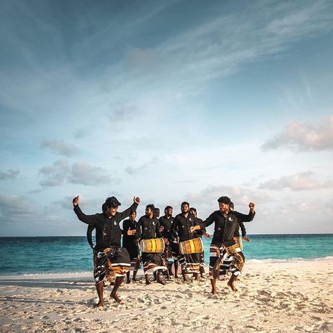 Image may contain: one or more people, sky, ocean, cloud, outdoor and nature    #Regram via @B3hVqOYBeVv Soneva Fushi, Maldives Wedding, Dance Together, Visit Maldives, The Drums, Traditional Dance, Connection To Nature, Desert Island, The Maldives