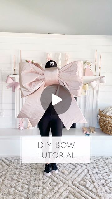 Trish 💕 Beautiful Lifestyle Blogger | 🎀 Here is the DIY Bow tutorial you’ve all been asking for! Comment “diy bow” for the links to all the materials I used!  Materia... | Instagram Giant Ribbon Bow, Tie A Big Bow With Ribbon, Extra Large Bow Diy, Diy Large Bows Tutorials, Diy Giant Fabric Bow, Giant Bow Christmas Tree, Giant Christmas Bow On House, Large Bow Tree Topper Diy, Diy Giant Bow Ribbon