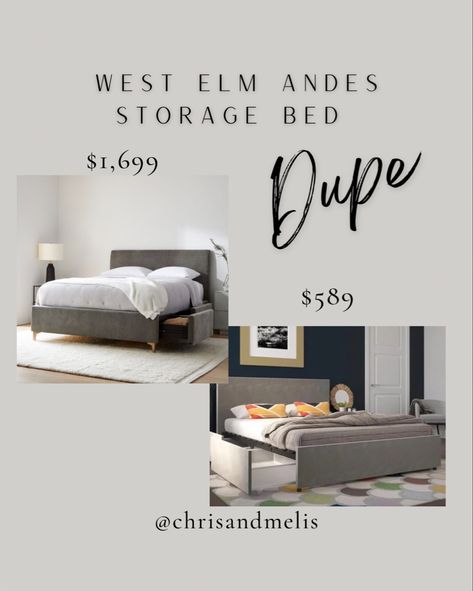 The west elm Andes storage bed dupe is on sale for 40% off at Wayfair! Bedroom furniture, bedroom design, bedroom decor, upholstered bed frame, storage bed, interior design, home decor #bedroomideas #bedroomdecorideas #bedroomdecoration #bedroominspo #bedroomgoals #homedecoration #homedecoronabudget #homedecorinspiration #interiordesignideas #interiorstyling #interiorinspiration West Elm Walker Bed, West Elm King Size Bed, West Elm Andes Bed, West Elm Emmett Bed, Wayfair Bedroom Furniture, Emmet Bed West Elm, Transitional Modern Bedroom, West Elm Andes Side Storage Bed, Castlery Dalton Storage Bed