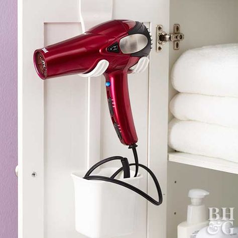 hairdryer storage Hairdryer Storage, Inside Cabinet, Storage Ideas For Small Spaces, Laundry Room Storage Shelves, Hair Dryer Storage, Kitchen Sink Caddy, Bathroom Storage Ideas, Maximize Storage, Creative Storage Solutions