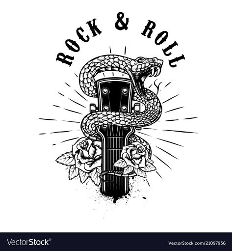 Electric Guitar Tattoo Design, Rock Tatoos, Classic Rock Tattoos, Rock On Tattoo, Rock And Roll Tattoo, Rock N Roll Tattoo, Rock And Roll Guitar, Skull Template, Electric Guitar Art