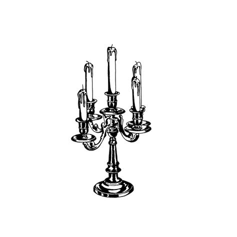 Candle Stick Tattoo Design, Vintage Things To Draw, Candle Holder Tattoo, Tattoo Chandelier, Candelabra Tattoo Design, Candle Tattoo Sketch, Gothic Chandelier Tattoo, Candelabra Tattoo, Vintage Chandelier Tattoo