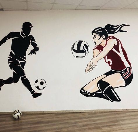 Sports Wall Painting Ideas For School, Street Art Love, Olympic Theme, Sports Painting, Wal Art, Deer Wall Art, School Wall Art, School Painting, Cartoon Artwork