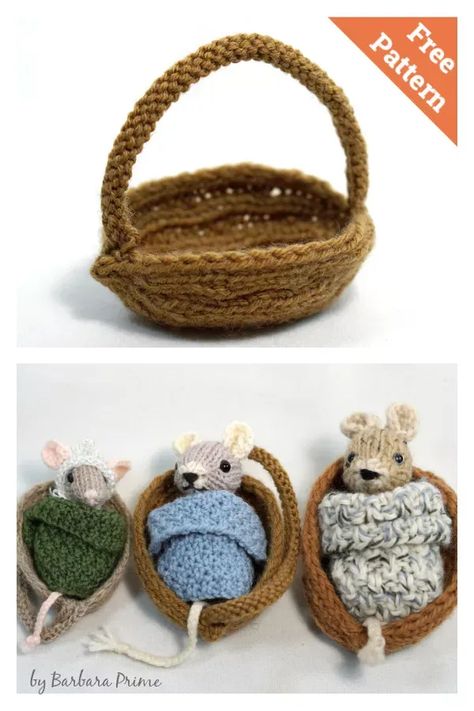 Amigurumi Knitting Patterns, Miniature Knitting Patterns Free, Laddoo Gopal, Knitted Basket, Easter Magic, Crocheted Baskets, Knitting Dolls Free Patterns, Christmas Knitting Patterns Free, Knitted Stuff