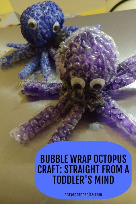 Picture of bubble wrap octopus craft Under The Sea Diy Crafts, Scuba Crafts Preschool, Bubble Wrap Octopus, Recycled Ocean Animal Crafts, Under The Sea Recycled Crafts, Recycled Sea Creatures, Octopus Projects For Kids, Crafts With Bubble Wrap, Octopus Activity For Preschool