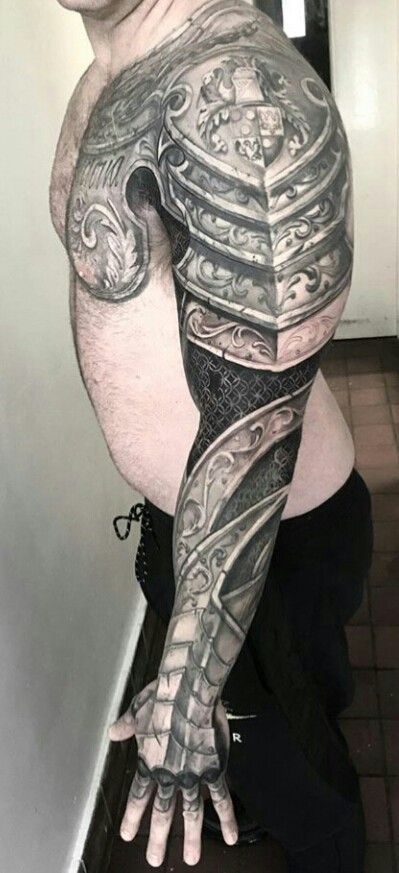 Armour Sleeve Tattoo, Armor Arm Tattoo, Medieval Armor Tattoo, Knight Armor Tattoo, Armor Tattoo Sleeve, Armor Sleeve Tattoo, Armour Tattoo, Shoulder Armor Tattoo, Armor Hand