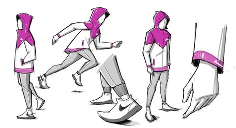 A longer, rain jacket-ish Nike wind runner by Andy Gao via Sketchwars Jacket Fashion Illustration, Cloth Sketch, Wind Runner, Marker Sketch, Wind Jacket, Sketch Markers, Jacket Fashion, Fashion Illustration, Rain Jacket