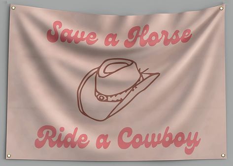 Flags In Bedroom, Flags For Room Decor, Flag Room Decor, Cute Cowboy Hat, Dorm Bedroom Decor, College Tapestry, Room Flags, Wall Tapestry Decor, Ride A Cowboy