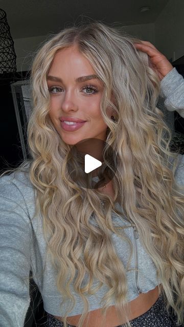 Miranda Hope on Instagram: "this curl duo👏🏼 #hairstyles #curltutorial #longhairstyles #hairstyle #hairtutorial #wavyhair #beachwaves" Crimped Beach Waves Hair, Curl And Crimp Hair, Long Crimped Hairstyles, Long Hair Crimped Style, Crimped And Curled Hair, Crimp And Curl Hair, Mermaid Curls Medium Hair, Prom Hair Down With Braid, Beachwaver Hairstyles