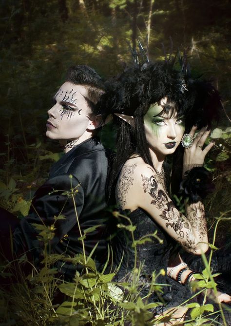 Dark Fae Ren Faire, Dark Fae Costume Men, Absinthe Fairy Costume, Dark Fairy Rave Outfit, Dark Forest Witch Makeup, Forest Dystopia, Evil Elf Makeup, Dark Fairycore Makeup, Dark Fairy Costume Makeup